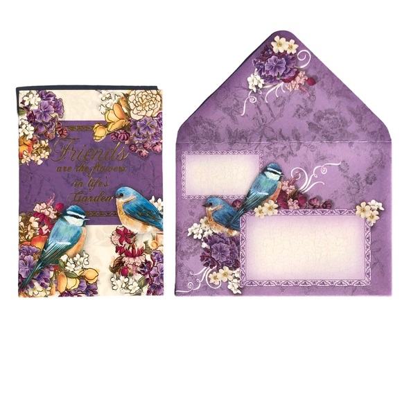 Pooch & Sweetheart Single(1) Friendship Bird Embellished Note Card & Env (73720) - Picture 3 of 5